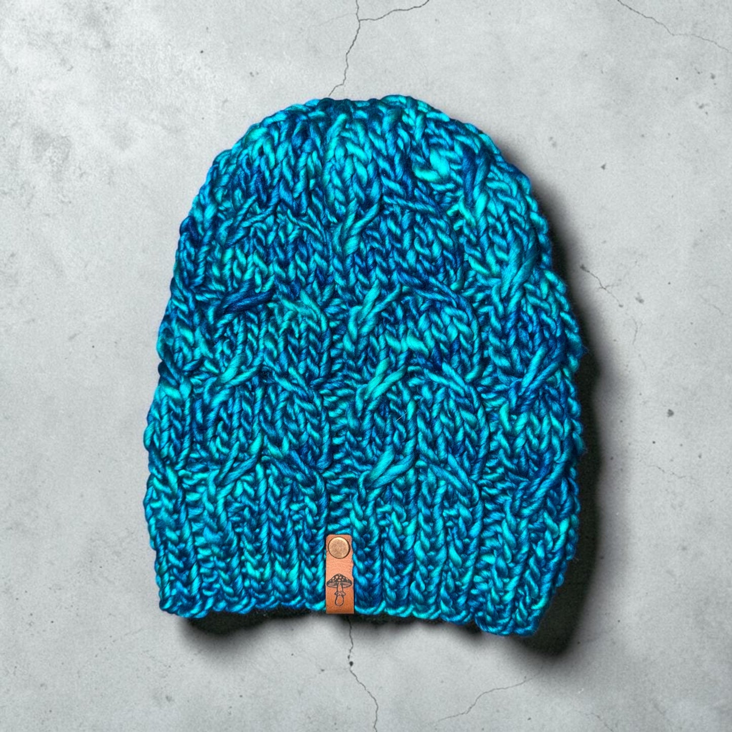 Sugar Twist Knit Beanie, Super Bulky, Cerulean