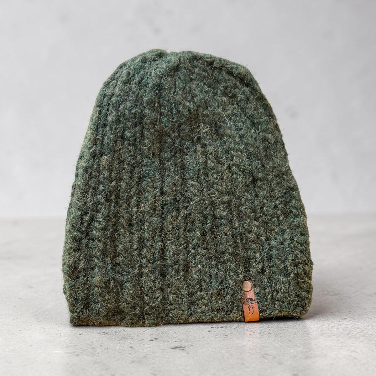 Classic Foldover Knit Beanie, Super Bulky Alpaca, Thyme