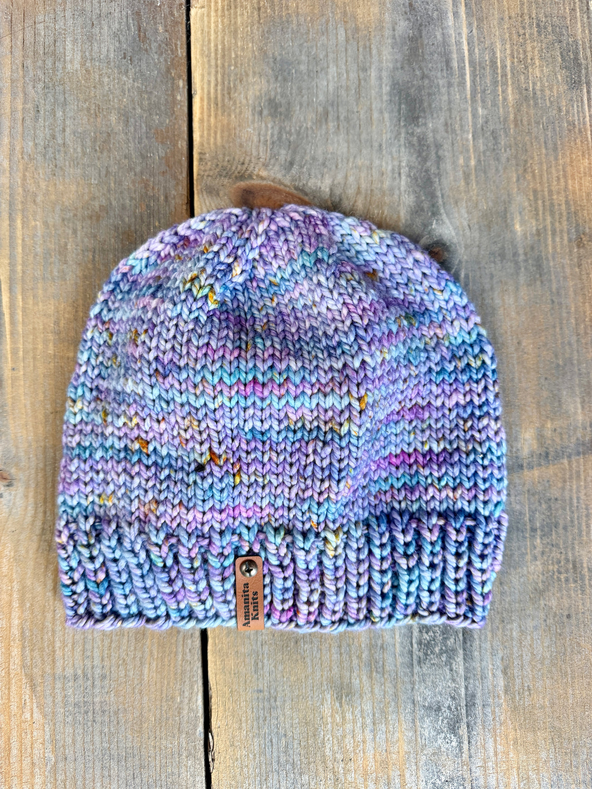 Simple Knit Beanie, Lightweight, Lilac Multi