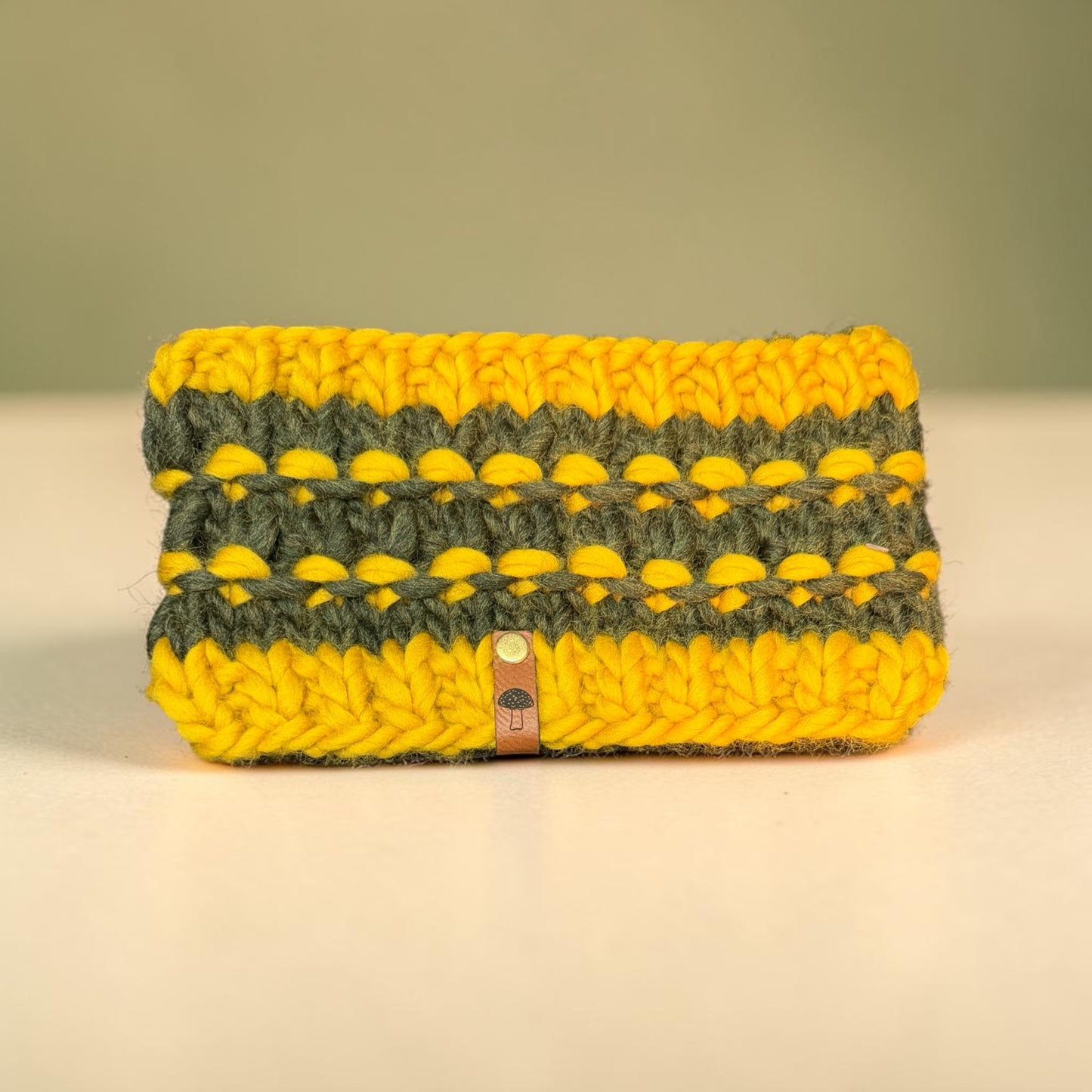 Revival Headband, Olive Green on Goldenrod