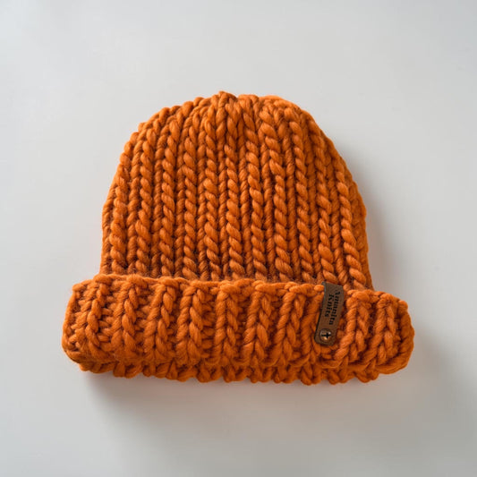 Classic Foldover Knit Beanie, Super Bulky, Pumpkin