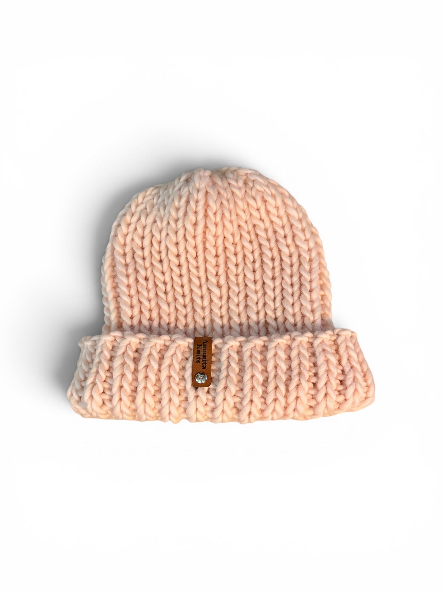 Classic Foldover Knit Beanie, Super Bulky, Cherry Blossom