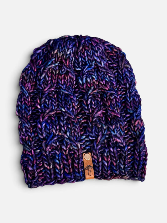 Sugar Twist Knit Beanie, Super Bulky, Violet Aurora