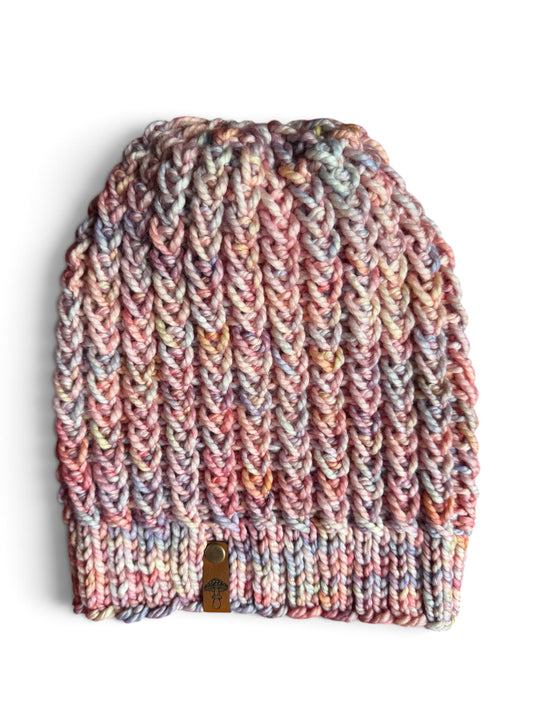Braided Hearts Beanie, Lightweight, Multi / Pink