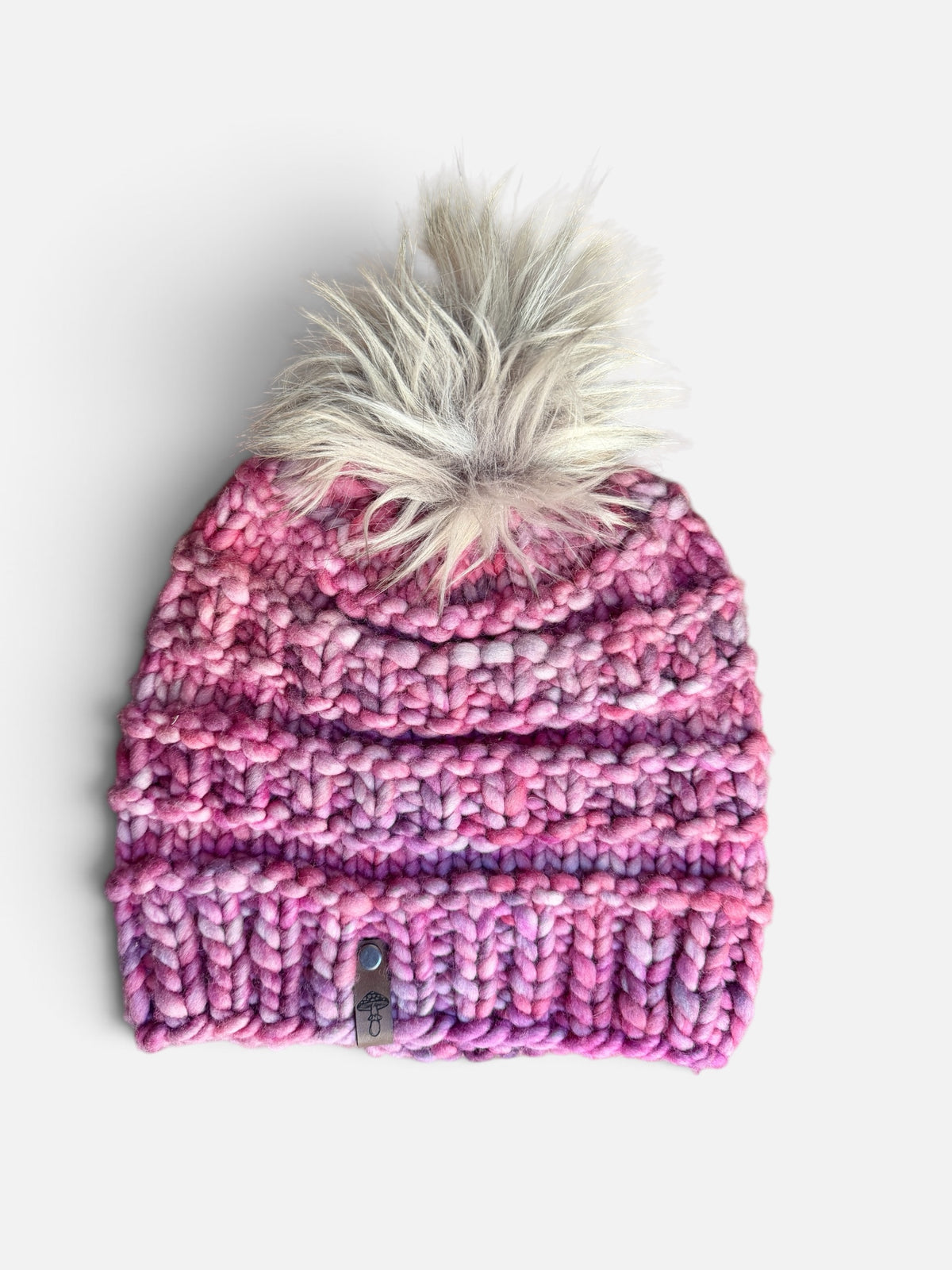 Echo Ridge Beanie, Super Bulky, Pink with Pom