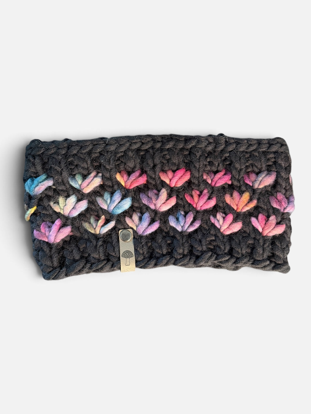Lotus Flower Headband, Black and Dark Rainbow