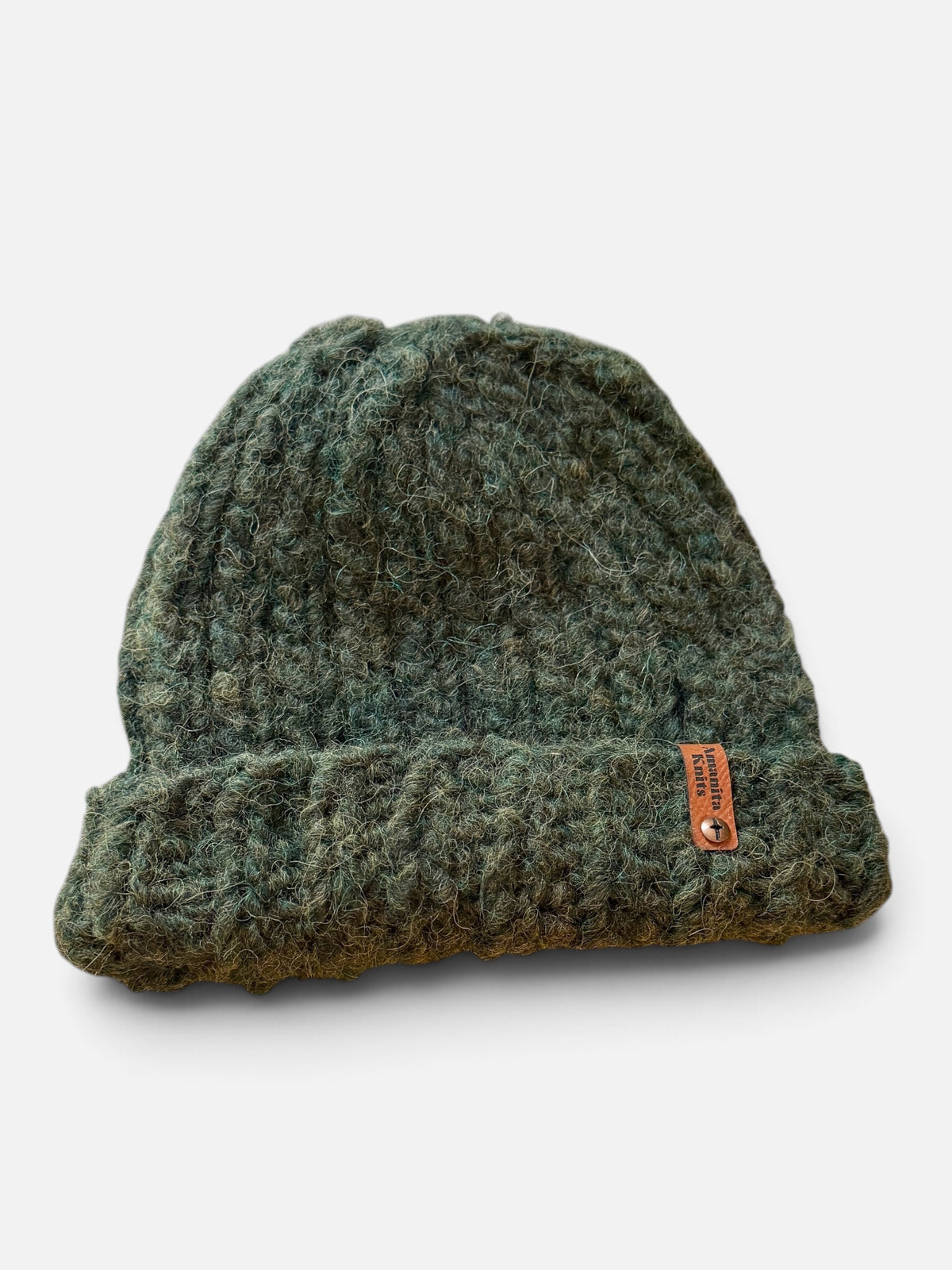 Classic Foldover Knit Beanie, Super Bulky Alpaca, Thyme